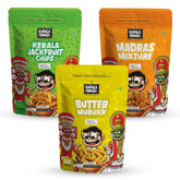 Kerala Thingz Kerala Jackfruit Chips + Madras Mixture + Butter Murukku (Each 150g Pack) | Combo 450g