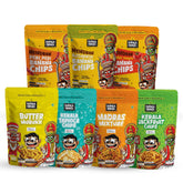 Kerala Thingz Nendran Banana Chips - Combo 830g | Authentic + Peri Peri + Tangy Tomato (Each 100g Pack) + Tapioca Chips (80g) + Kerala Jackfruit Chips + Madras Mixture + Butter Murukku (Each 150g Pack)